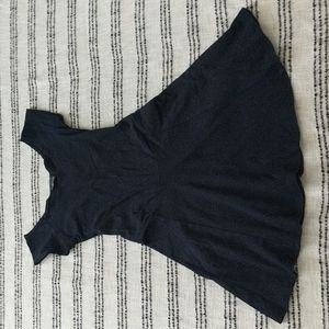 Babydoll Black Short-Sleeve Stretch Flare Dress